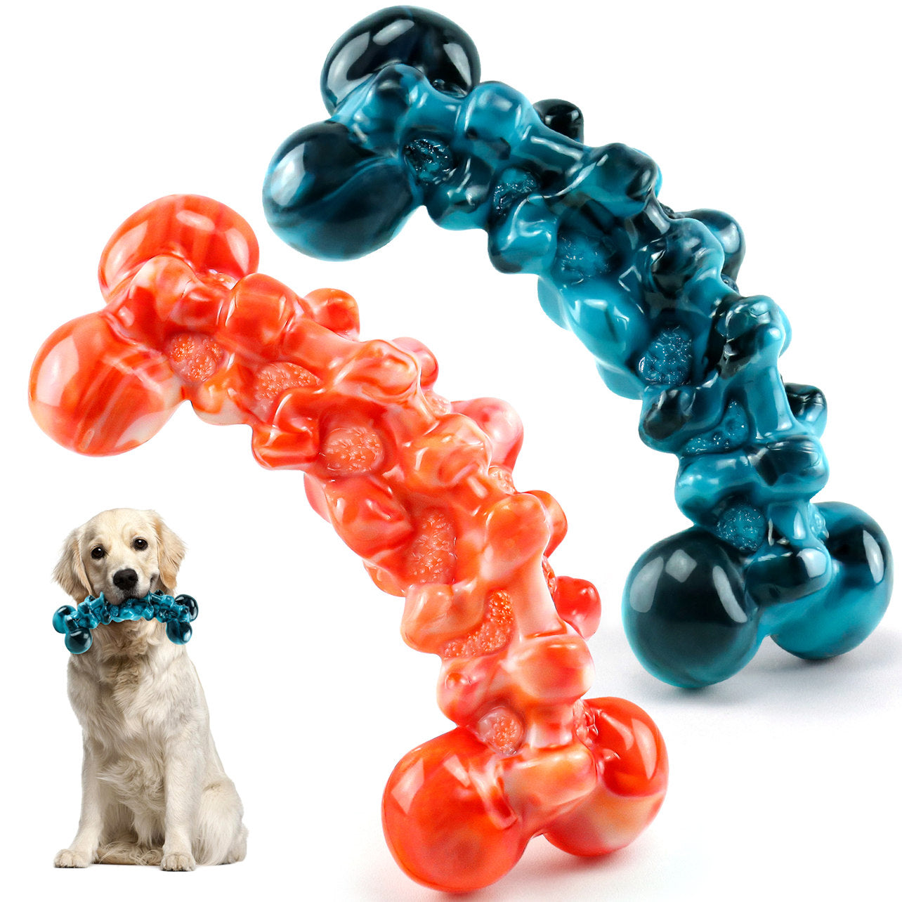 Fuufome Double Color Flame Bone, 2-piece set Chew Dog Toy