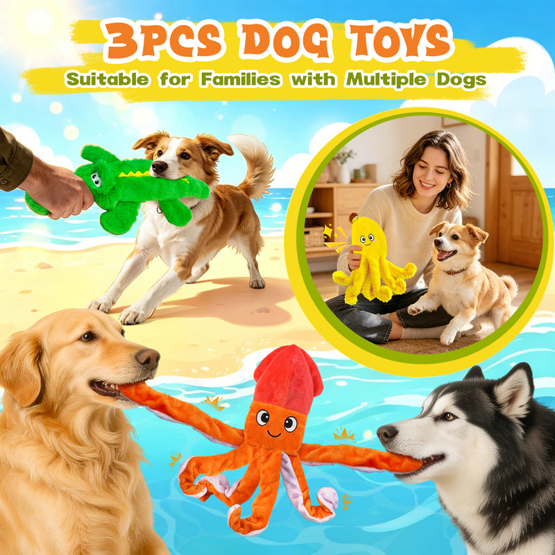 Fuufome non-woven 3-piece set Squeaky Plush Dog Toy