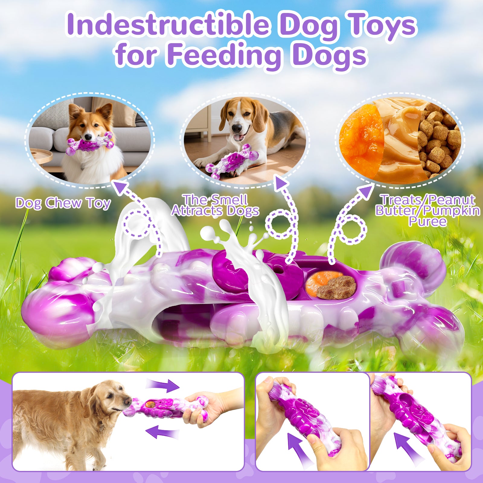 Fuufome Stretching Bone Chew Toy for Dogs