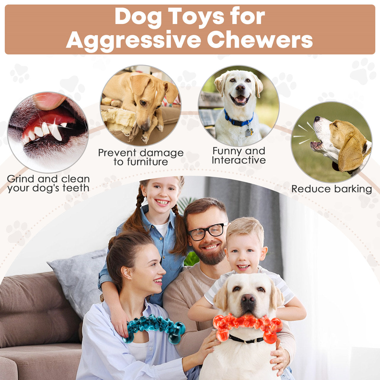 Fuufome Double Color Flame Bone, 2-piece set Chew Dog Toy