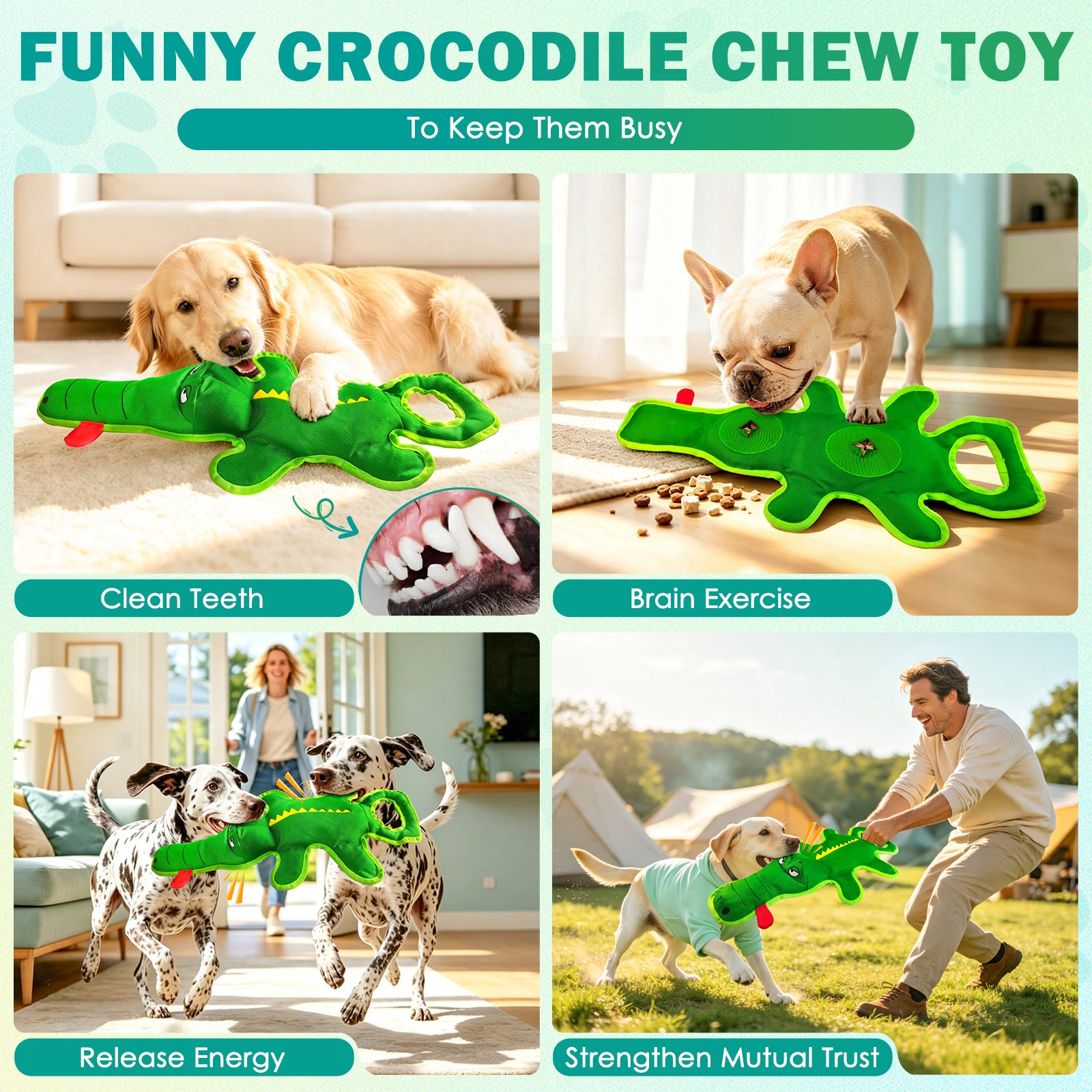 Fuufome Fanbra Stretch Crocodile Squeaky Plush Dog Toy