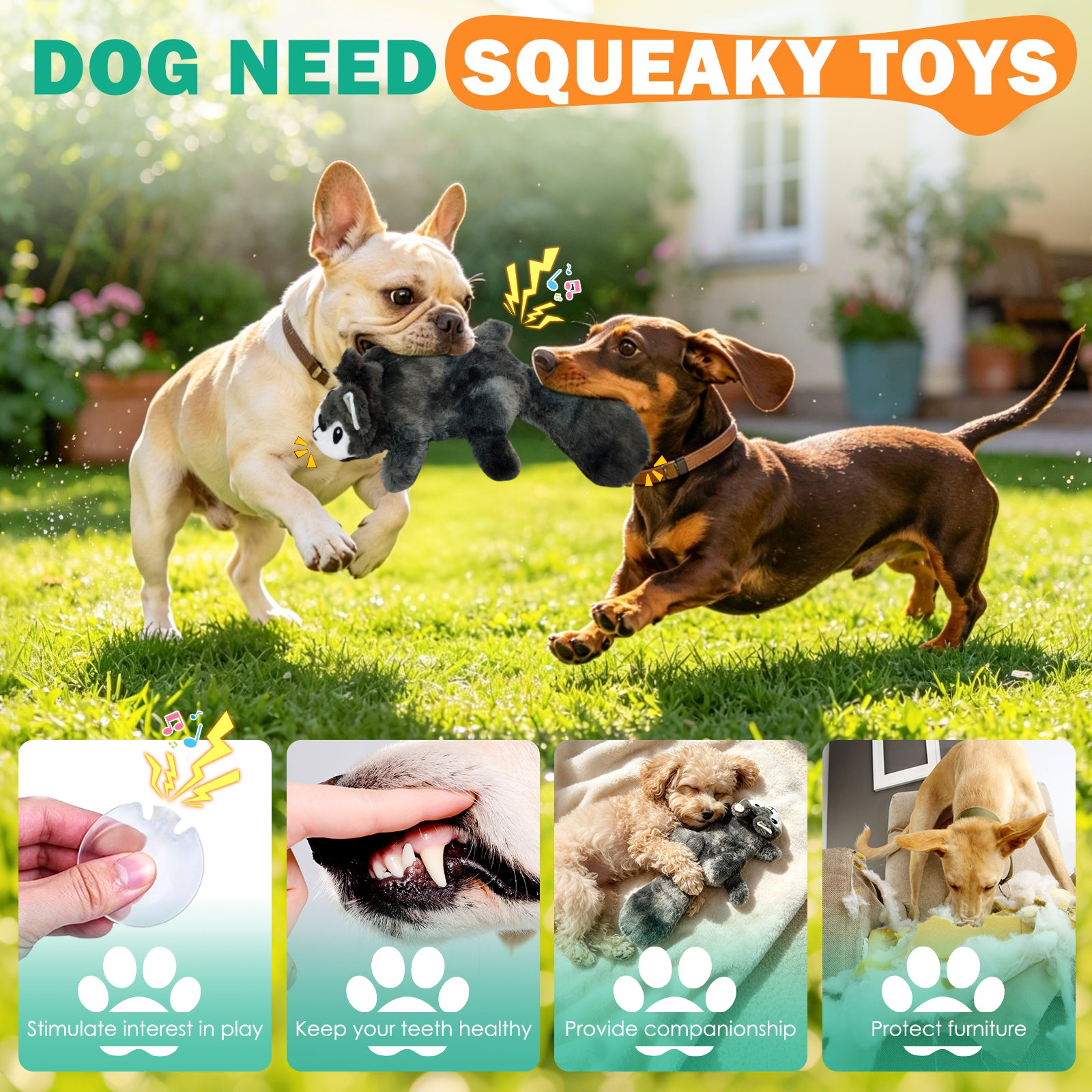 Fuufome Hollow Squirrel Squeaky Plush Dog Toy