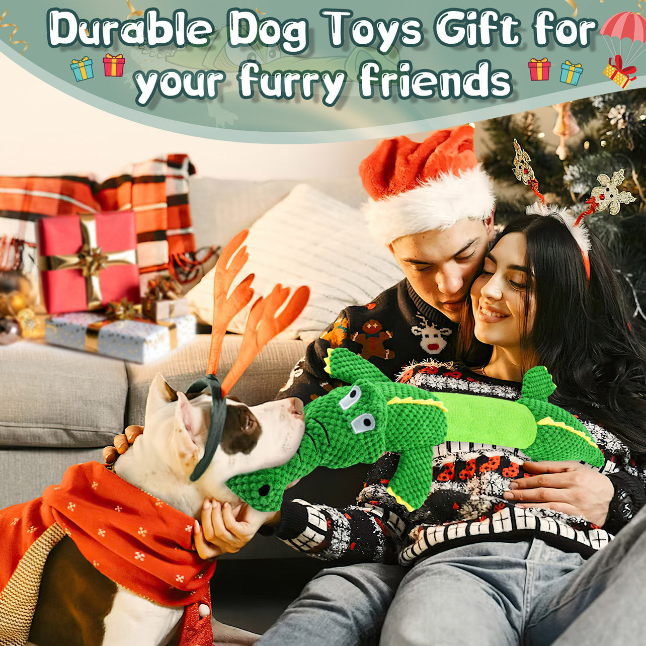 Fuufome Stretching Crocodile Squeaky Plush Dog Toy