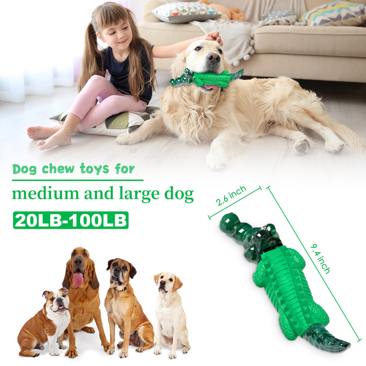 Fuufome Green Crocodile Chew Dog Toy