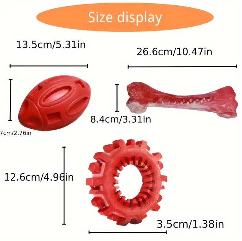 Fuufome Tire Big Bend Bone Football Set for Chew Dog Toys