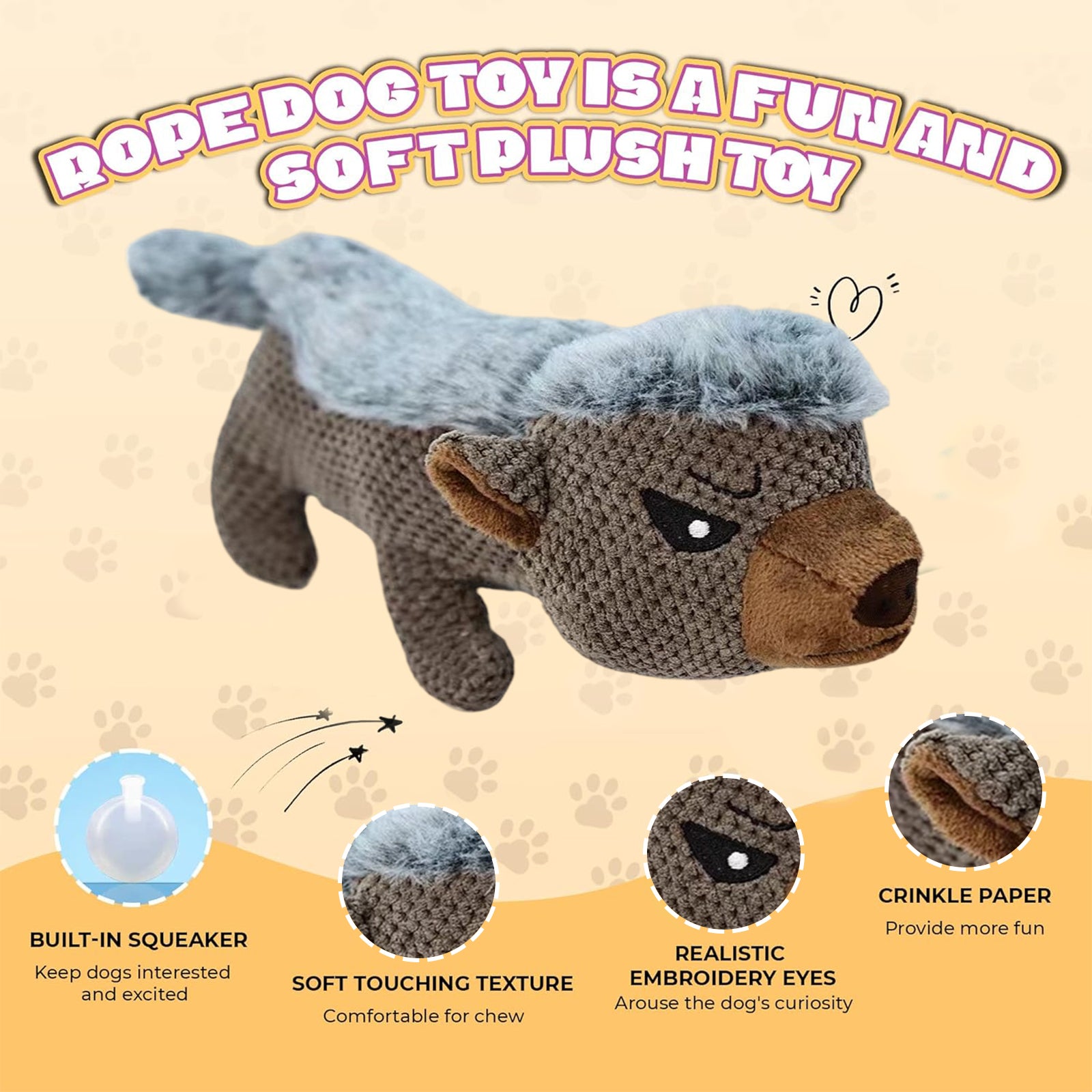 Fuufome Standing Position Hedgehog Squeaky Plush Dog Toy