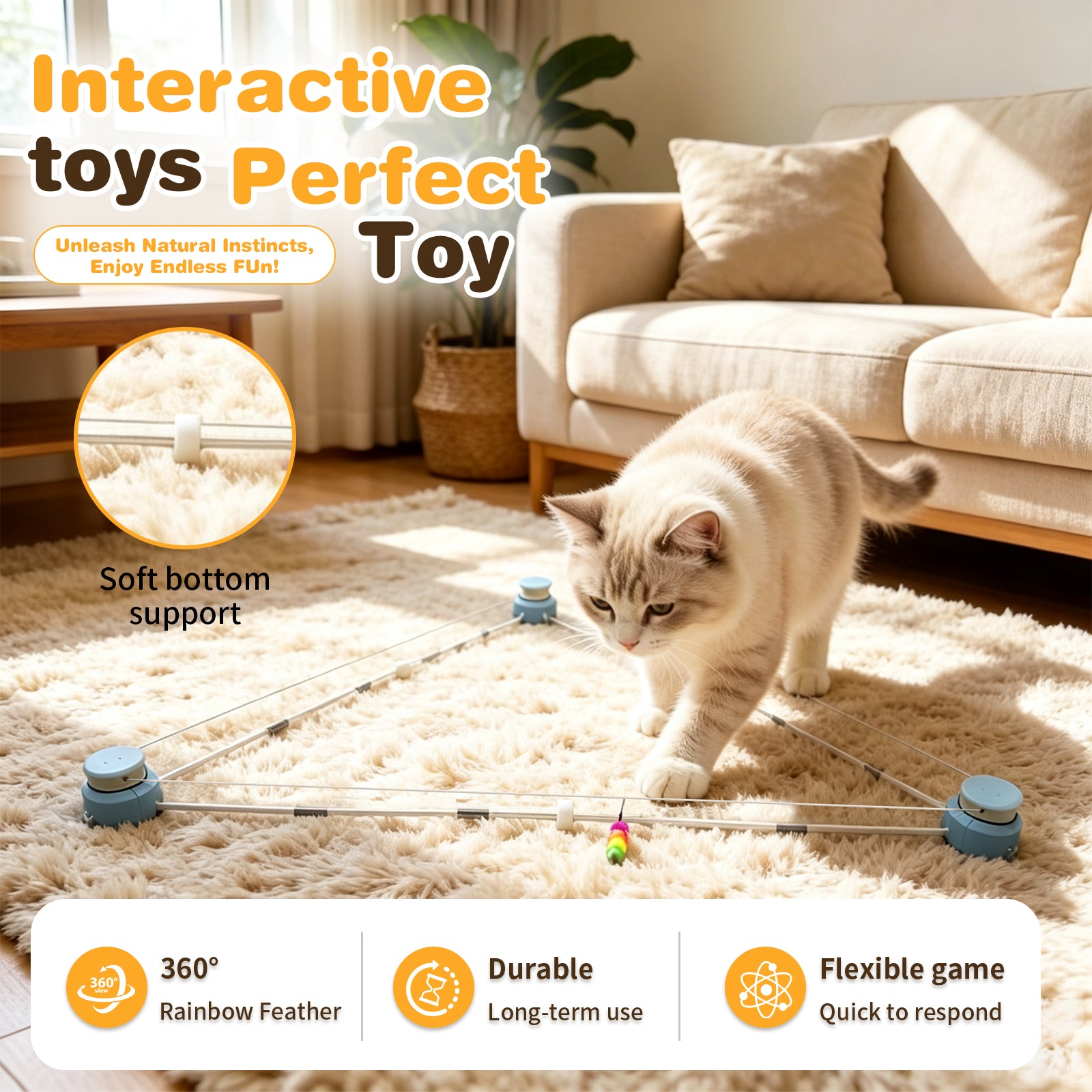 Fuufome Running rope cat toy, indoor interactive cat toy, automatic cat walking machine