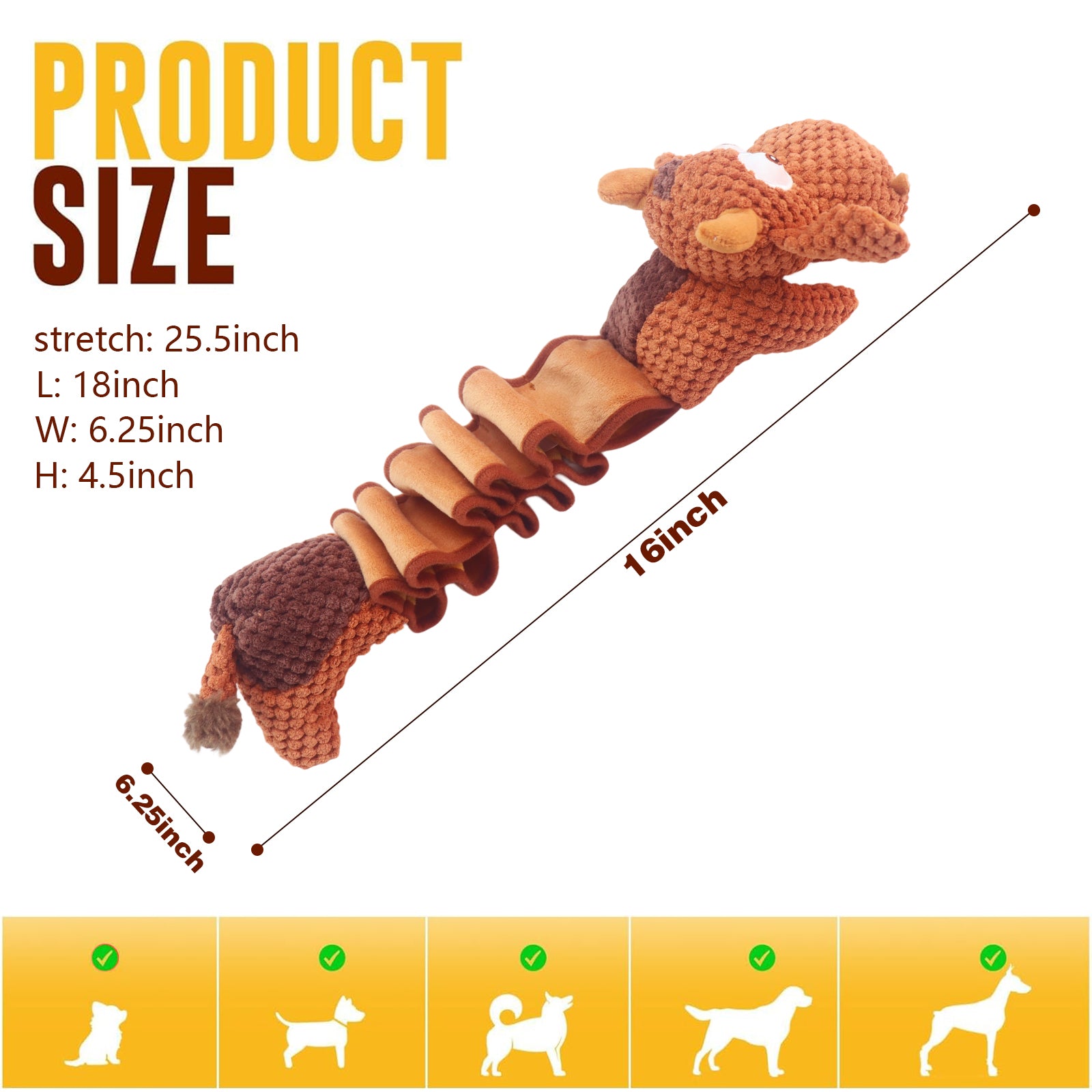 Fuufome Stretching Cow Plush Dog Toy