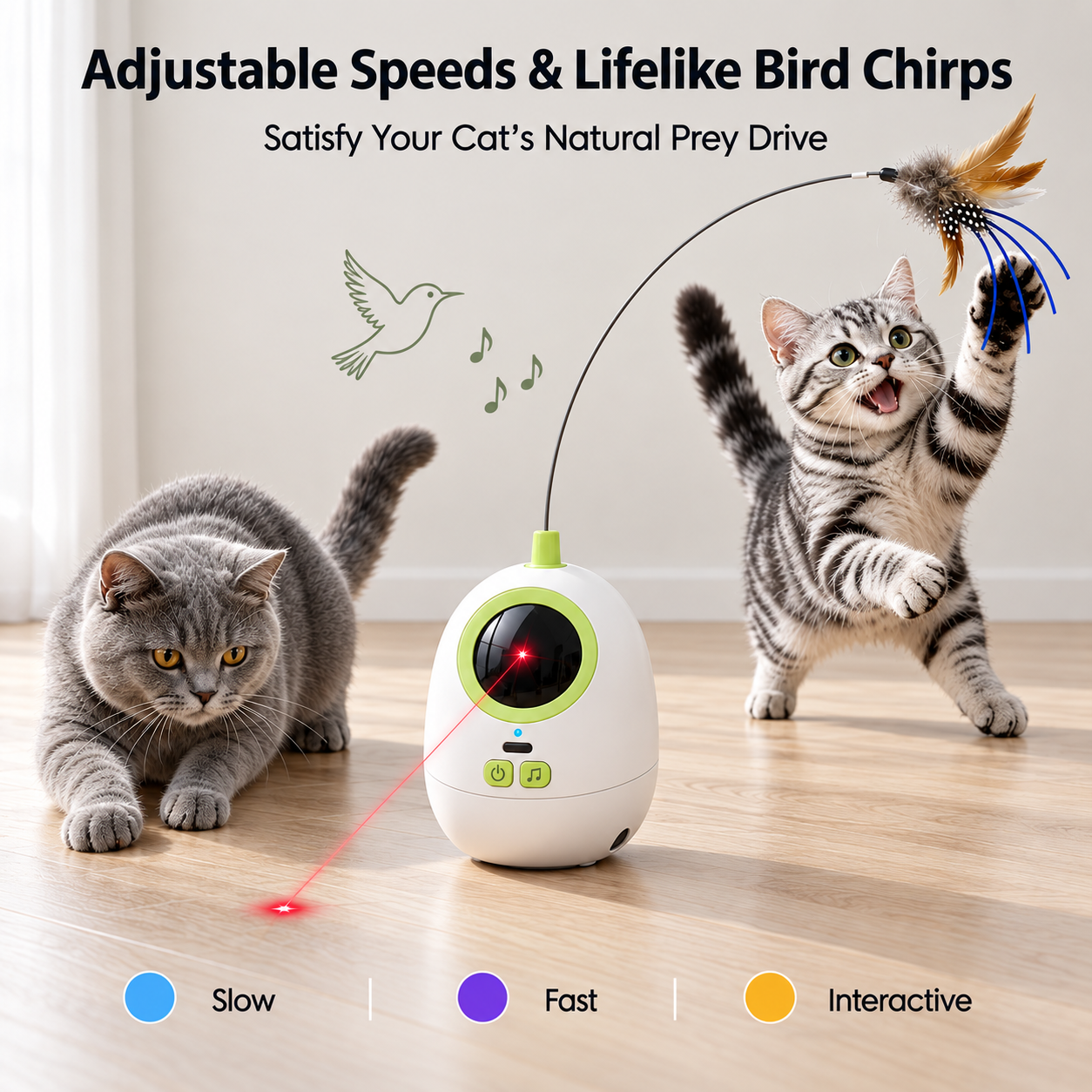 Fuufome Laser Inverted Figure Three-speed Interactive Cat Toy