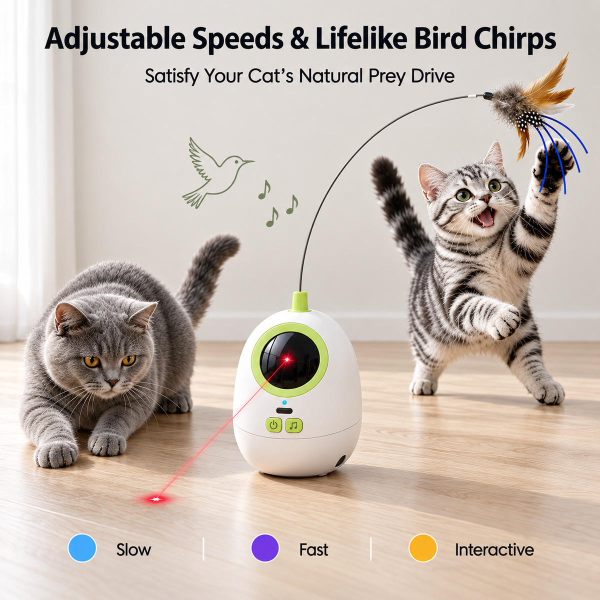 Fuufome Laser Inverted Figure Three-speed Interactive Cat Toy