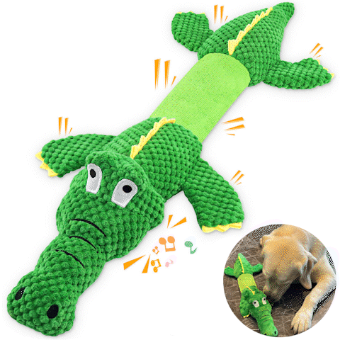 Fuufome Stretching Crocodile Squeaky Plush Dog Toy