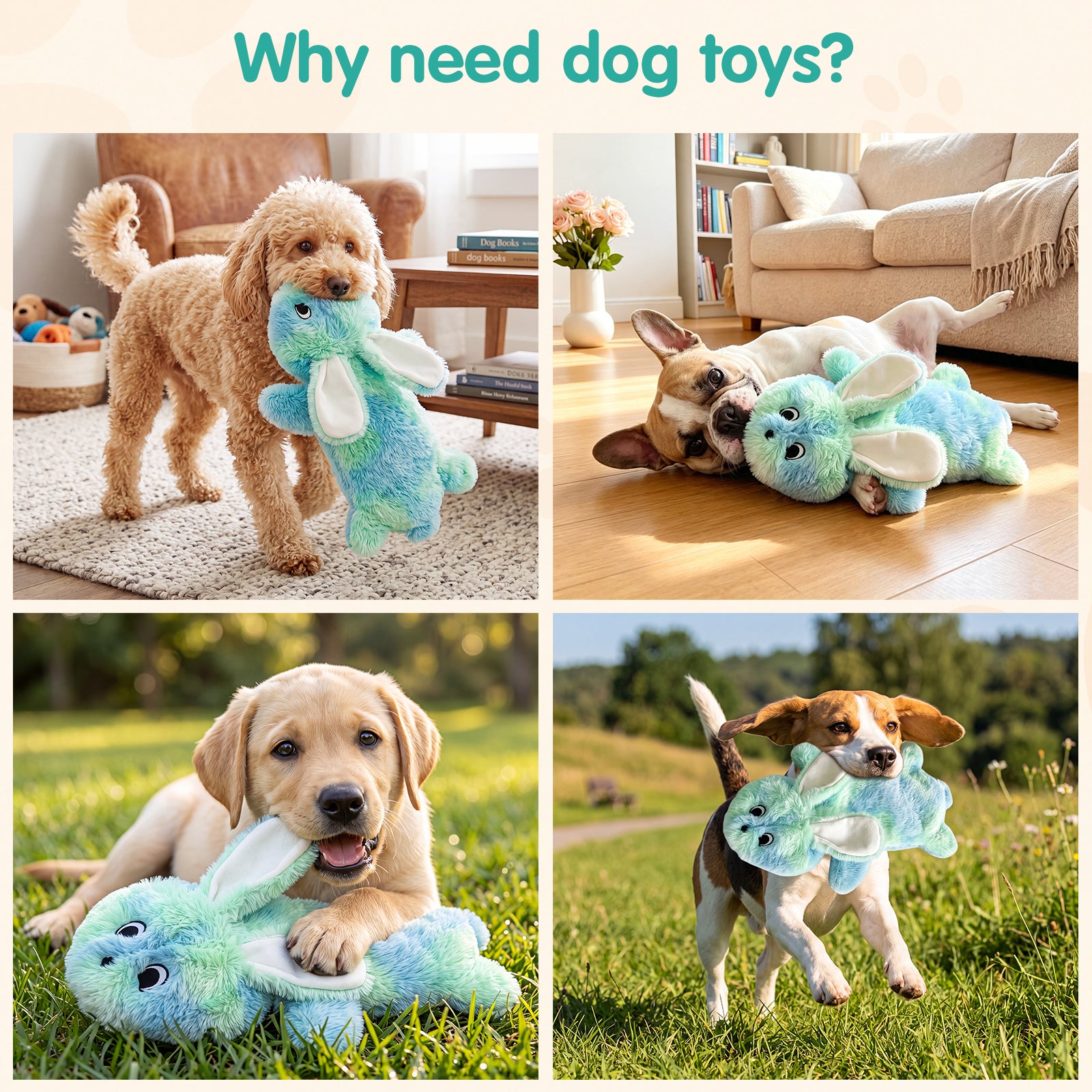 Fuufome Hollow Rabbit Squeaky Plush Dog Toy