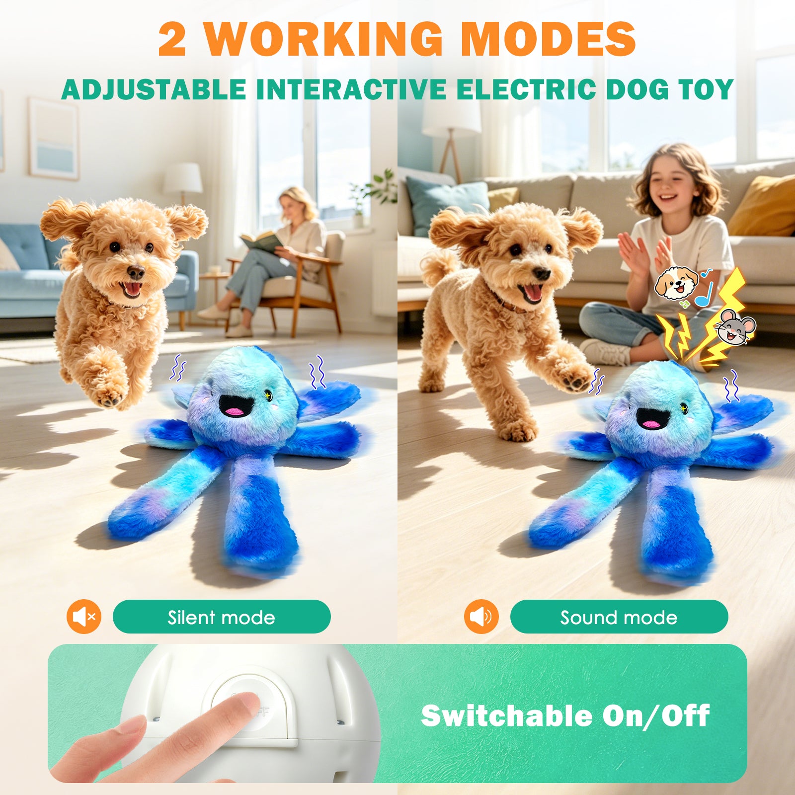 Fuufome Electric jellyfish Squeaky Plush Dog Toy