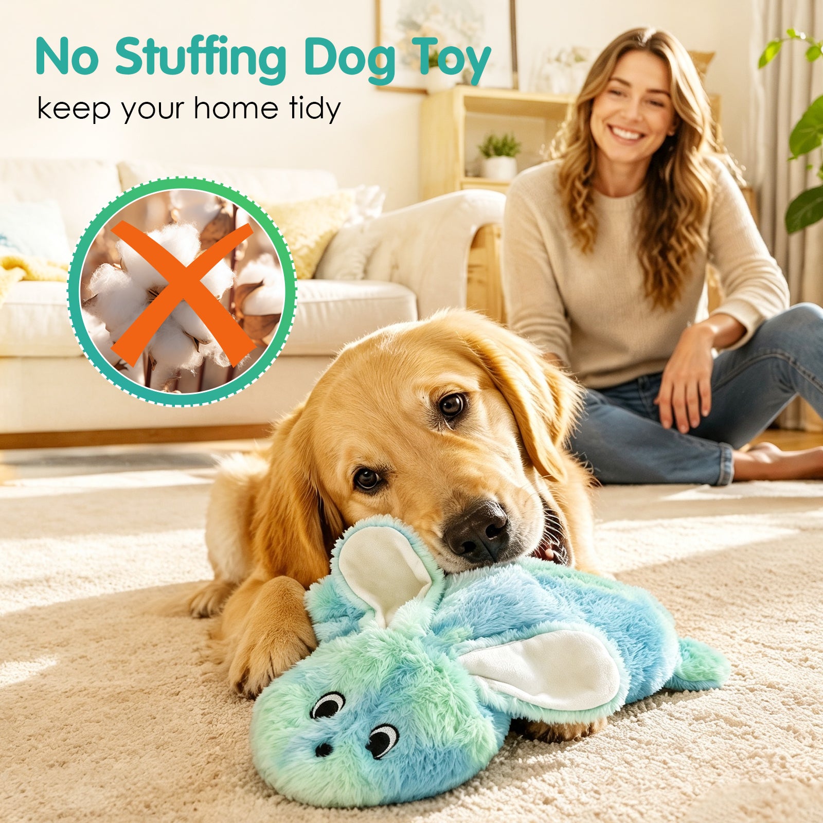 Fuufome Hollow Rabbit Squeaky Plush Dog Toy