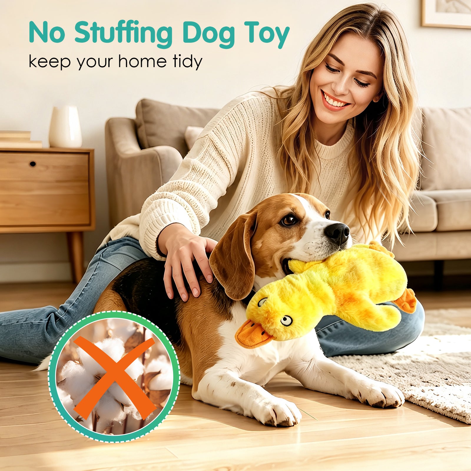 Fuufome Hollow Duck Squeaky Plush Dog Toy