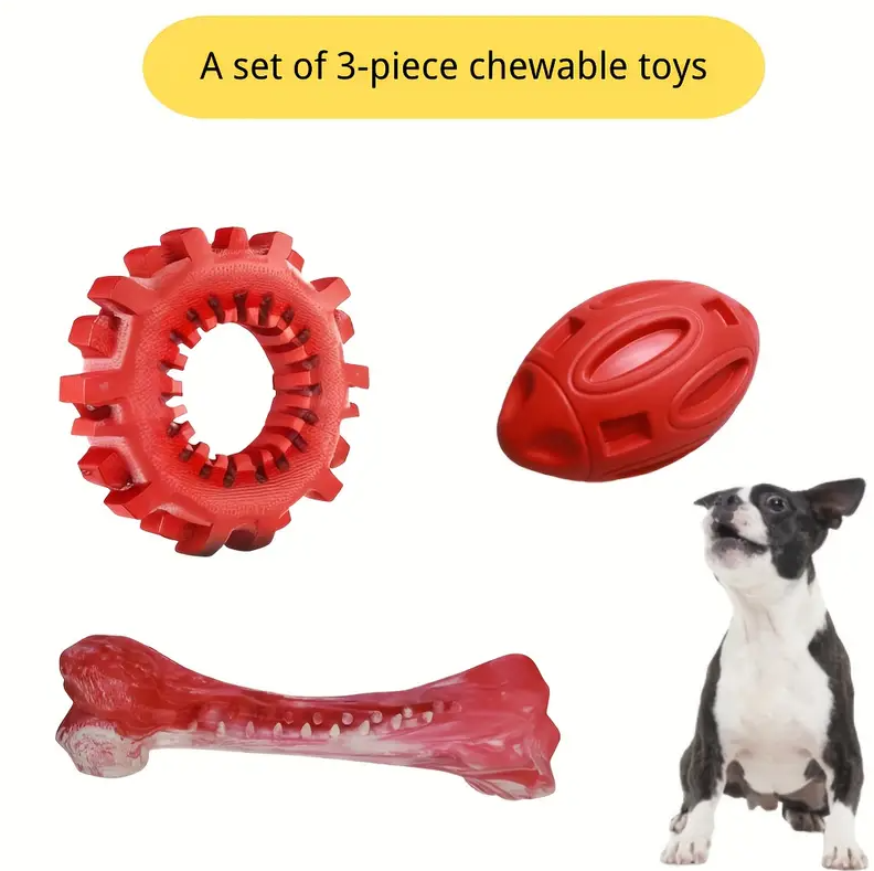 Fuufome Tire Big Bend Bone Football Set for Chew Dog Toys