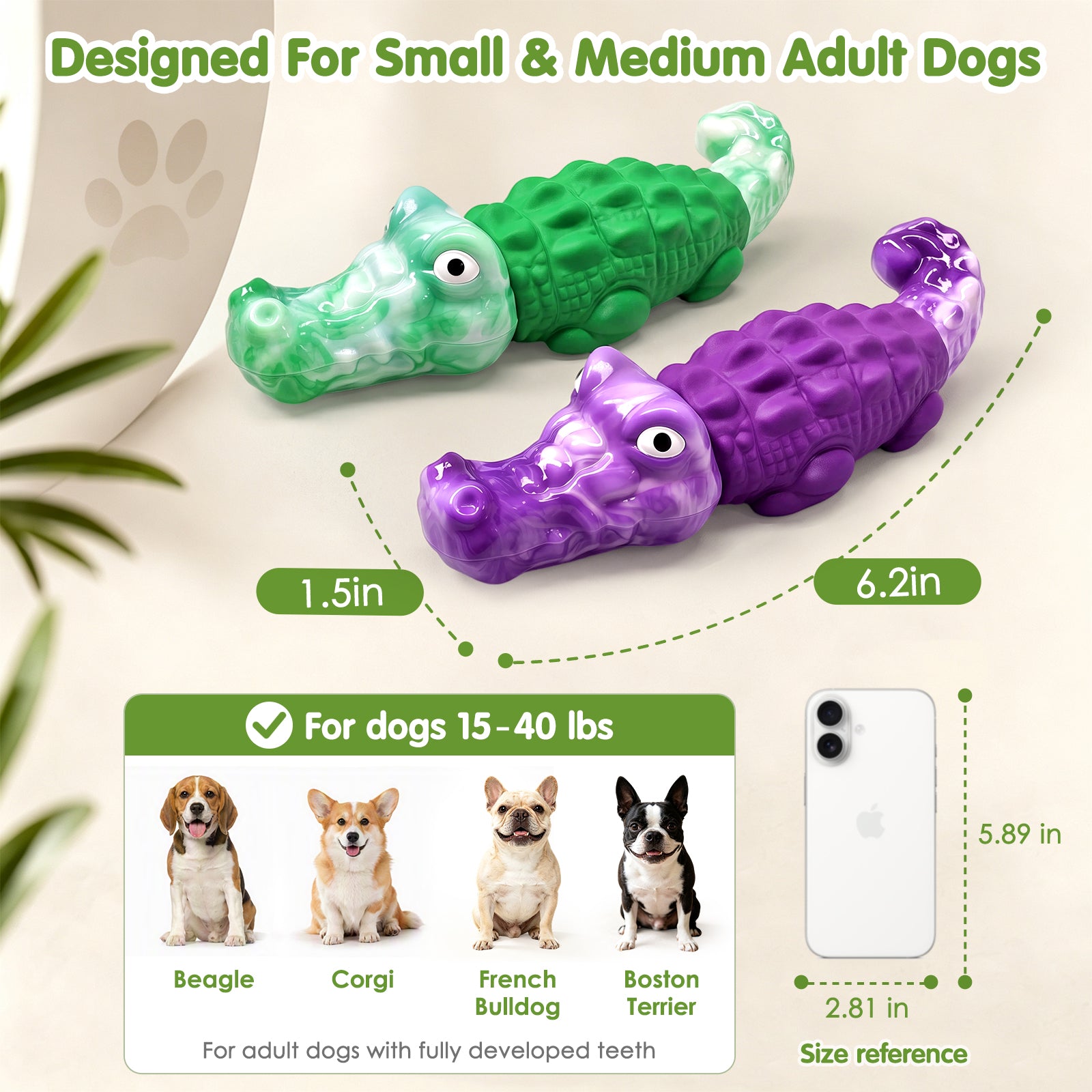 Fuufome  2 small-sized crocodiles Chew Dog Toy