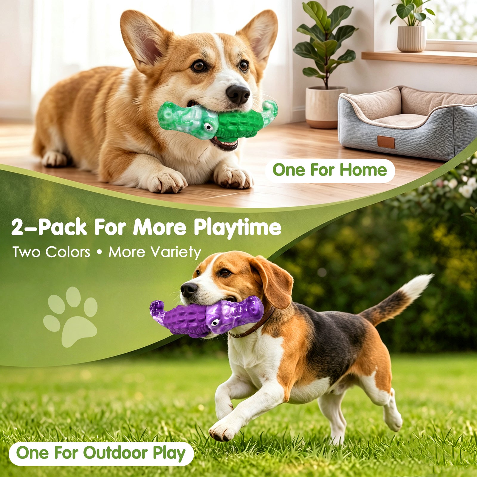 Fuufome  2 small-sized crocodiles Chew Dog Toy