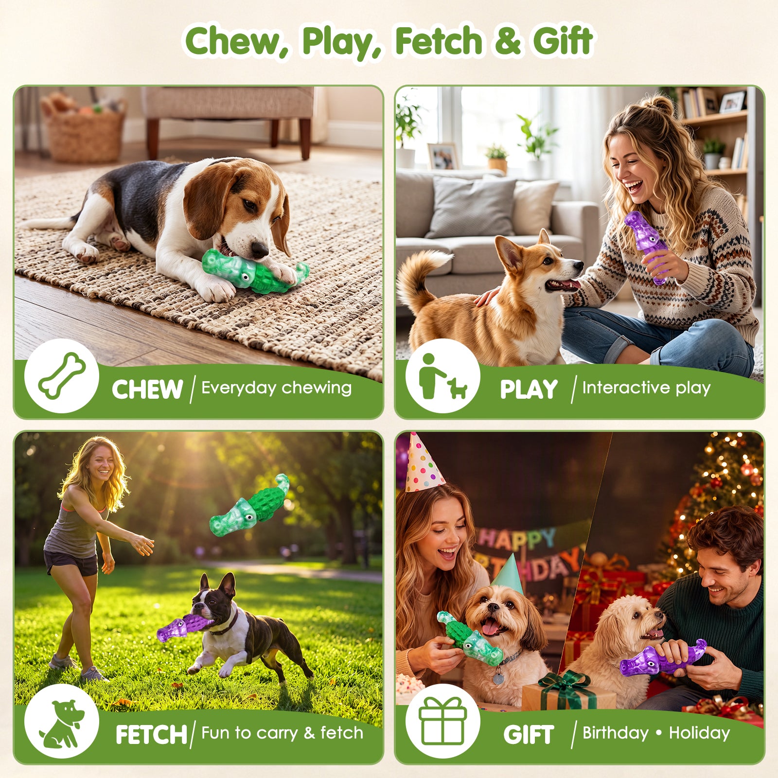 Fuufome  2 small-sized crocodiles Chew Dog Toy