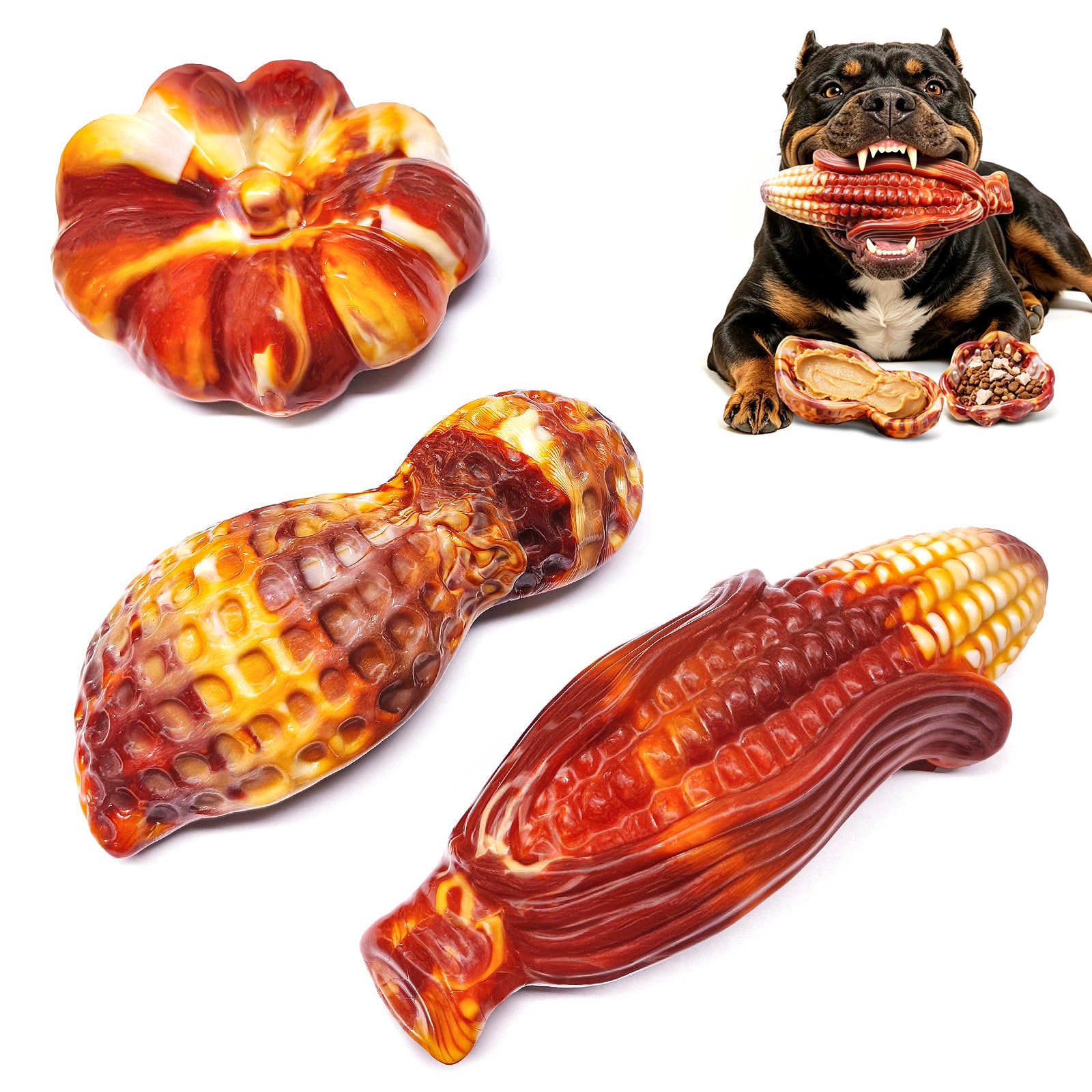 Fuufome Corn, peanuts and pumpkin set of 3 items Chew Dog Toy