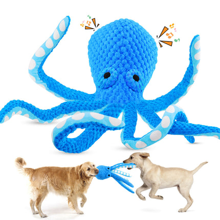 Fuufome 13-Inch Durable Octopus Squeak Plush Dog Toy