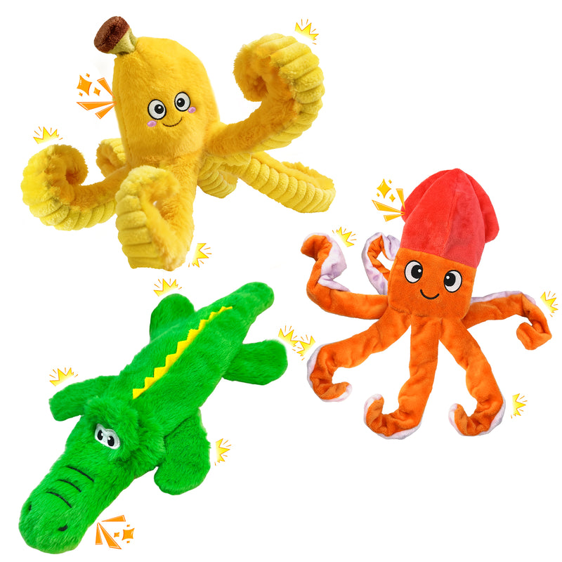 Fuufome non-woven 3-piece set Squeaky Plush Dog Toy