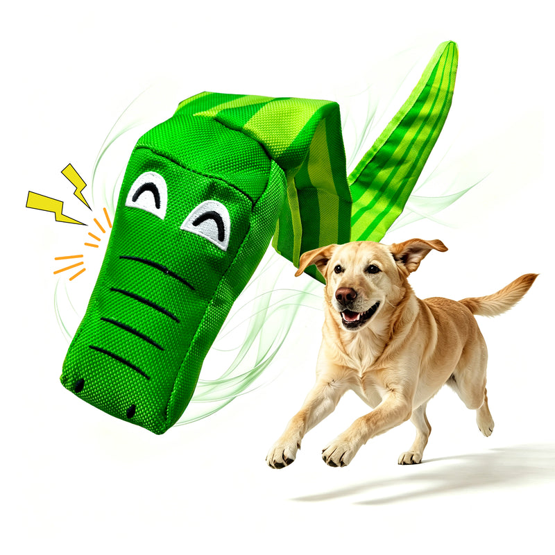 Fuufome Crocodile Tossing Ball Squeaky Plush Dog Toy