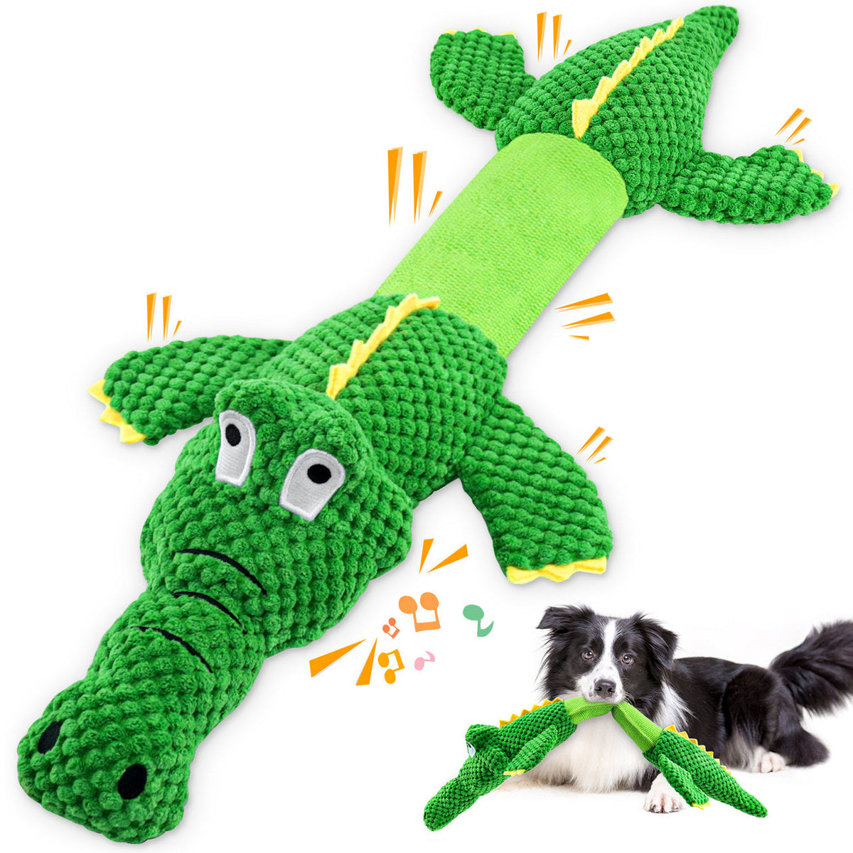 Fuufome Stretching Crocodile  Squeaky Plush Dog Toy