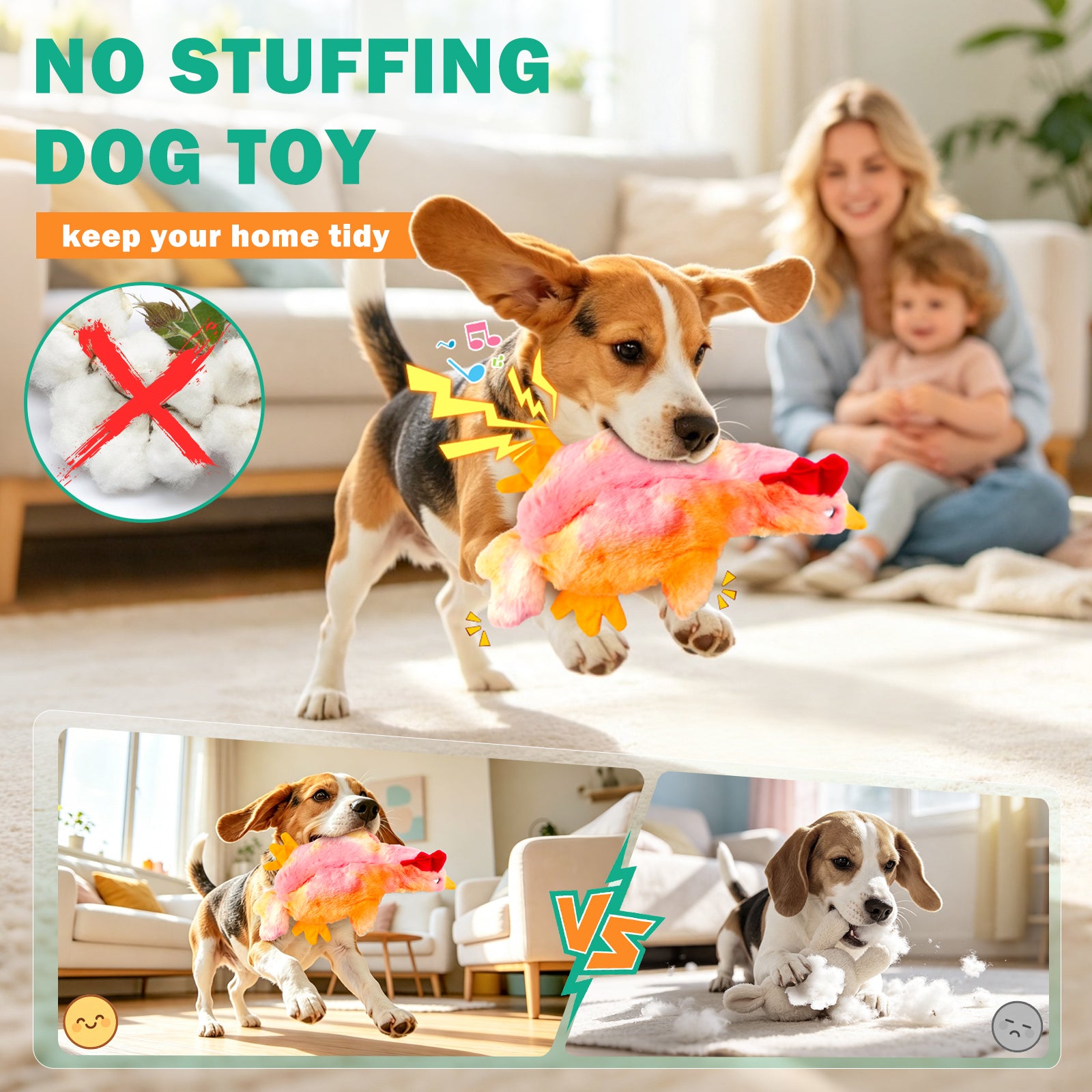 Fuufome Empty-shell Chicken Squeaky Plush Dog Toy