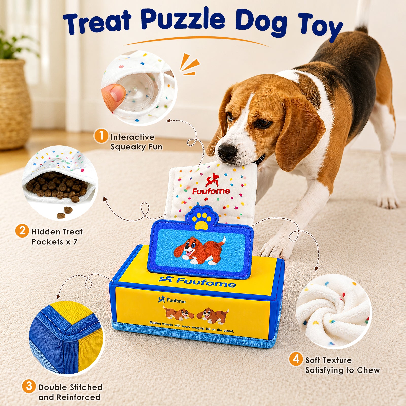 Fuufome  Sakshi imitation tissue box Squeaky Plush Dog Toy