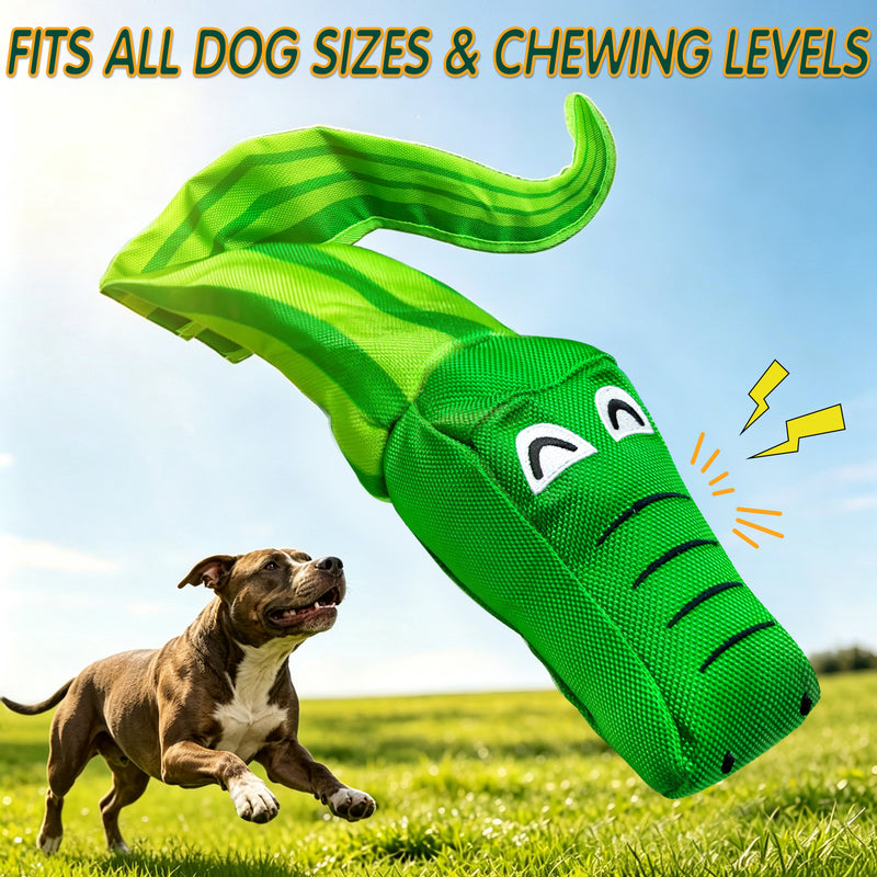 Fuufome Crocodile Tossing Ball Squeaky Plush Dog Toy