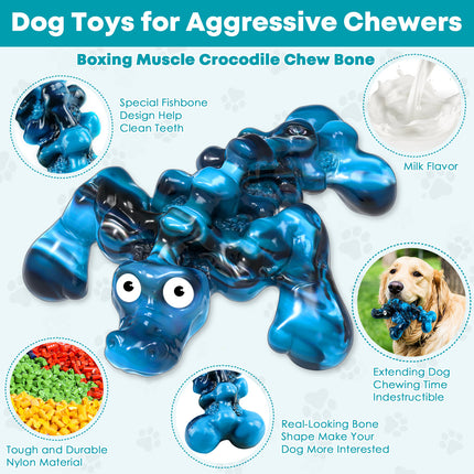 Blue Sturdy Boxing Alligator Dog Chew Toy Main Image 2