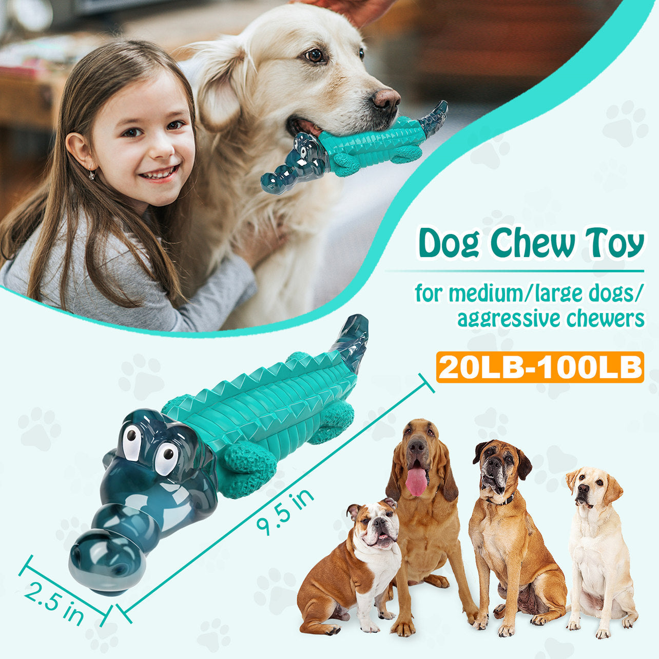 Fuufome Blue Crocodile Chew Dog Toy