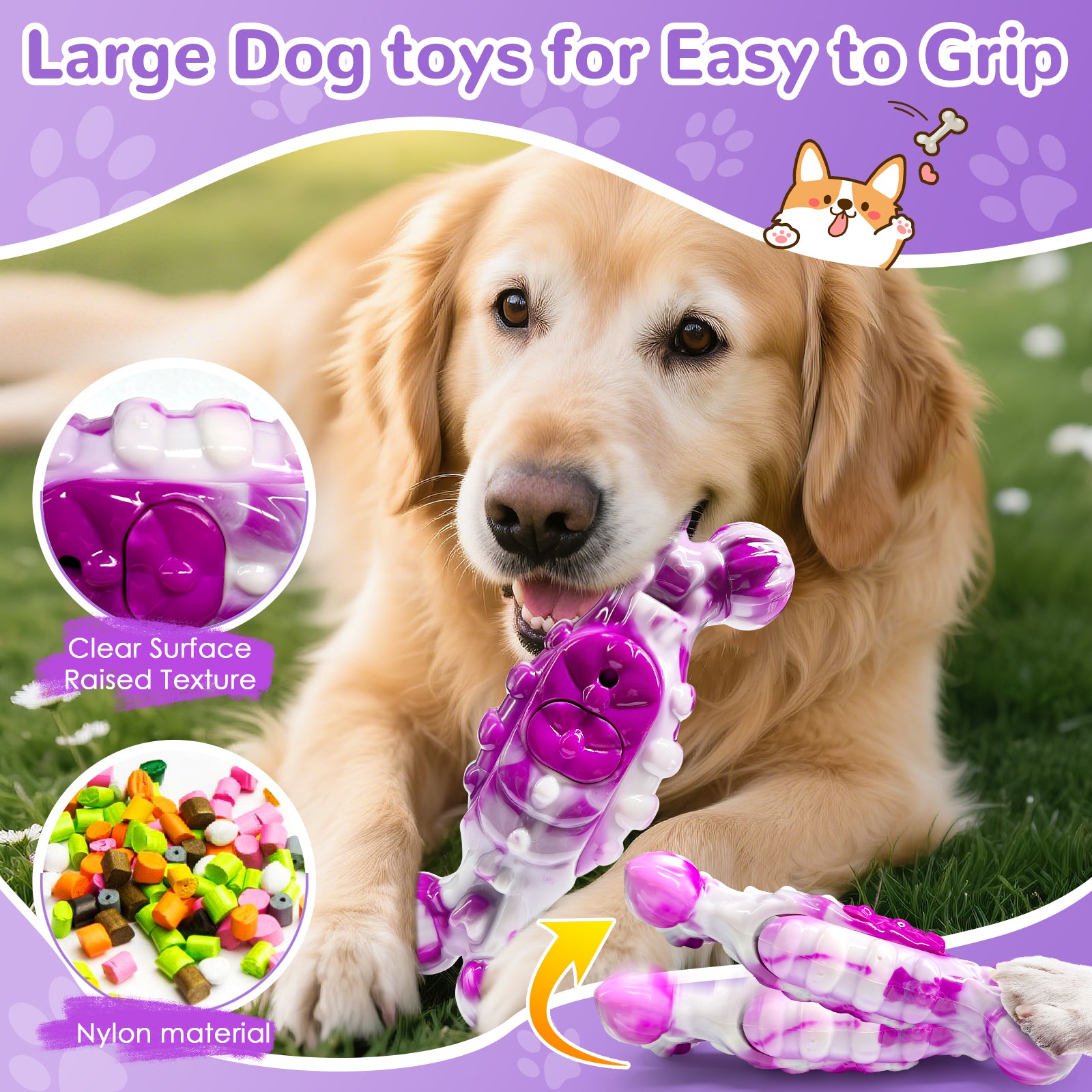 Fuufome Stretching Bone Chew Toy for Dogs