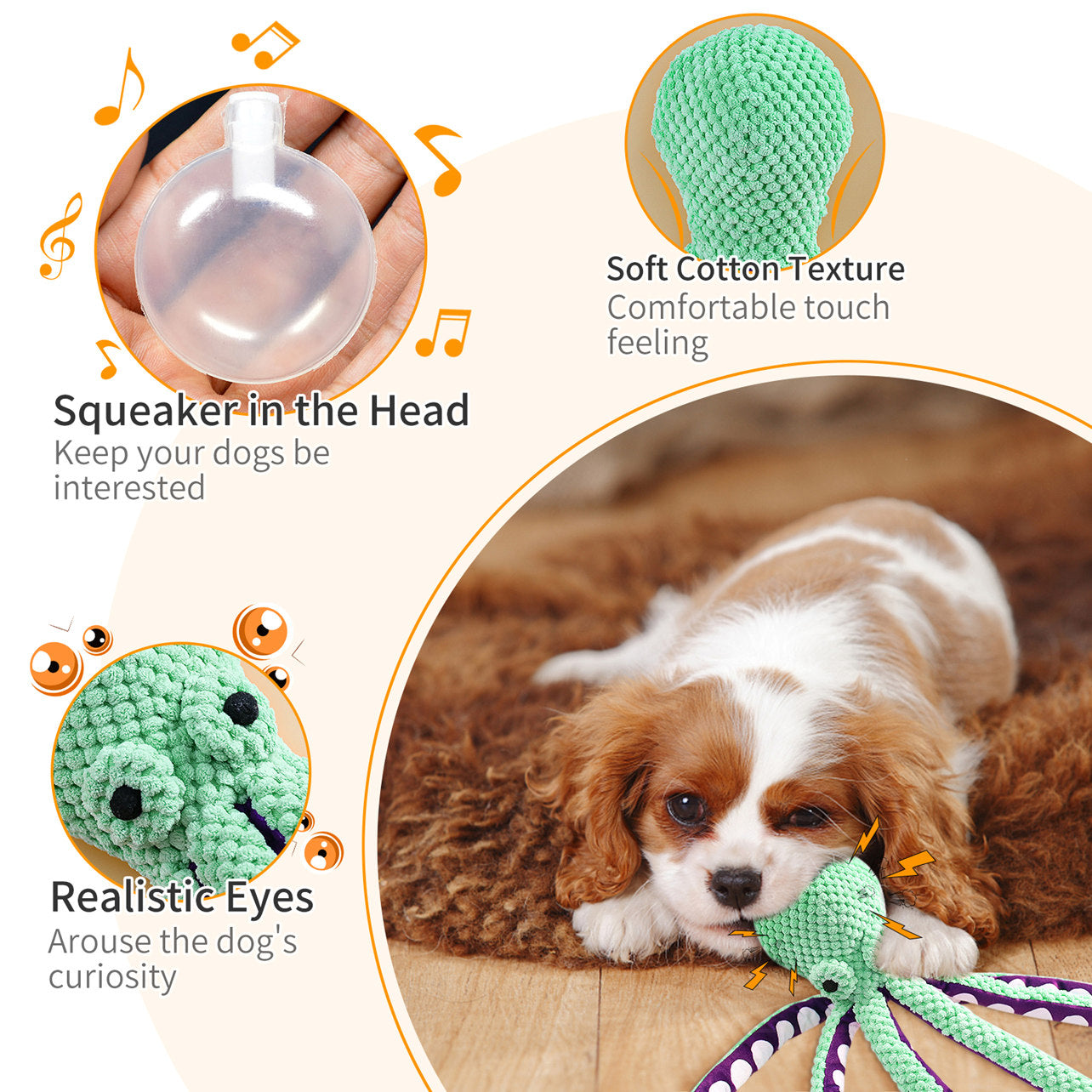 Fuufome Green Hexapod Squeak Plush Dog Toy Main Figure 3