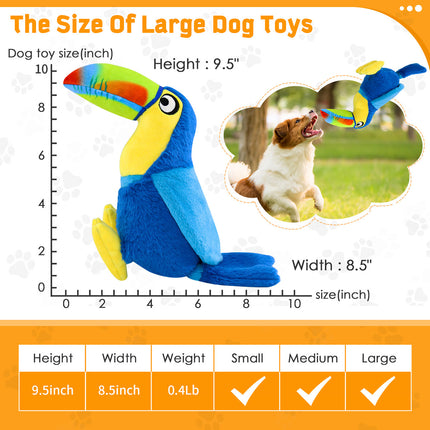 Fuufome Bite Resistant Toucan Squeak Plush Dog Toy Main Figure 5