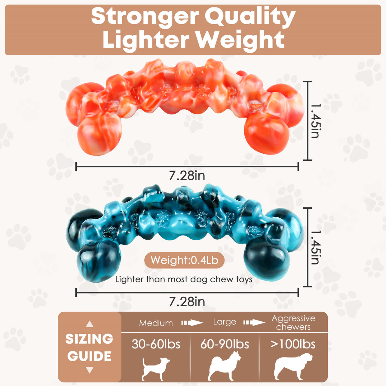 Fuufome Double Color Flame Bone, 2-piece set Chew Dog Toy