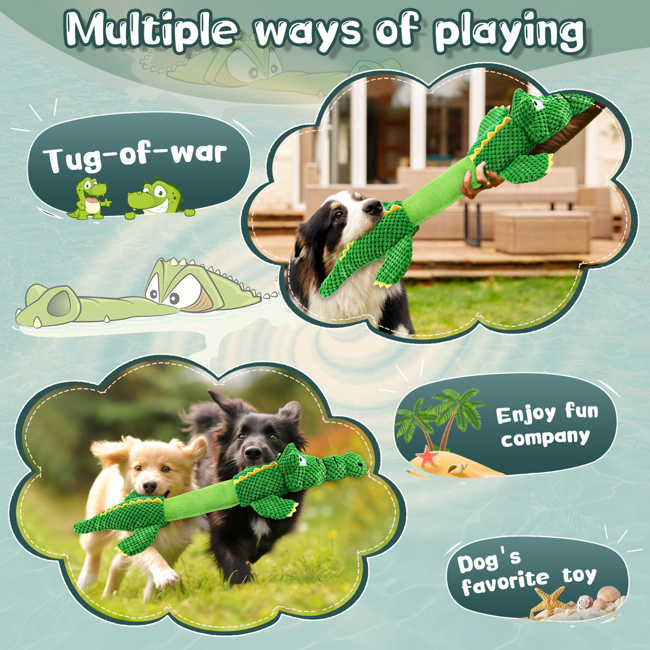 Fuufome Stretching Crocodile  Squeaky Plush Dog Toy