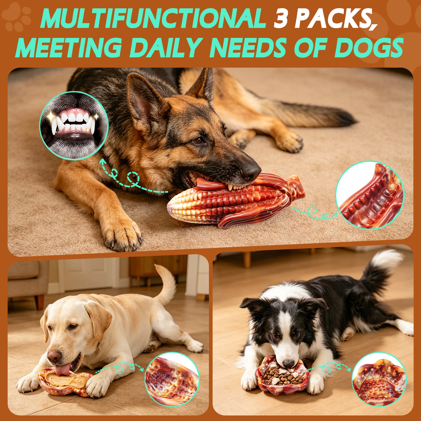 Fuufome Corn, peanuts and pumpkin set of 3 items Chew Dog Toy