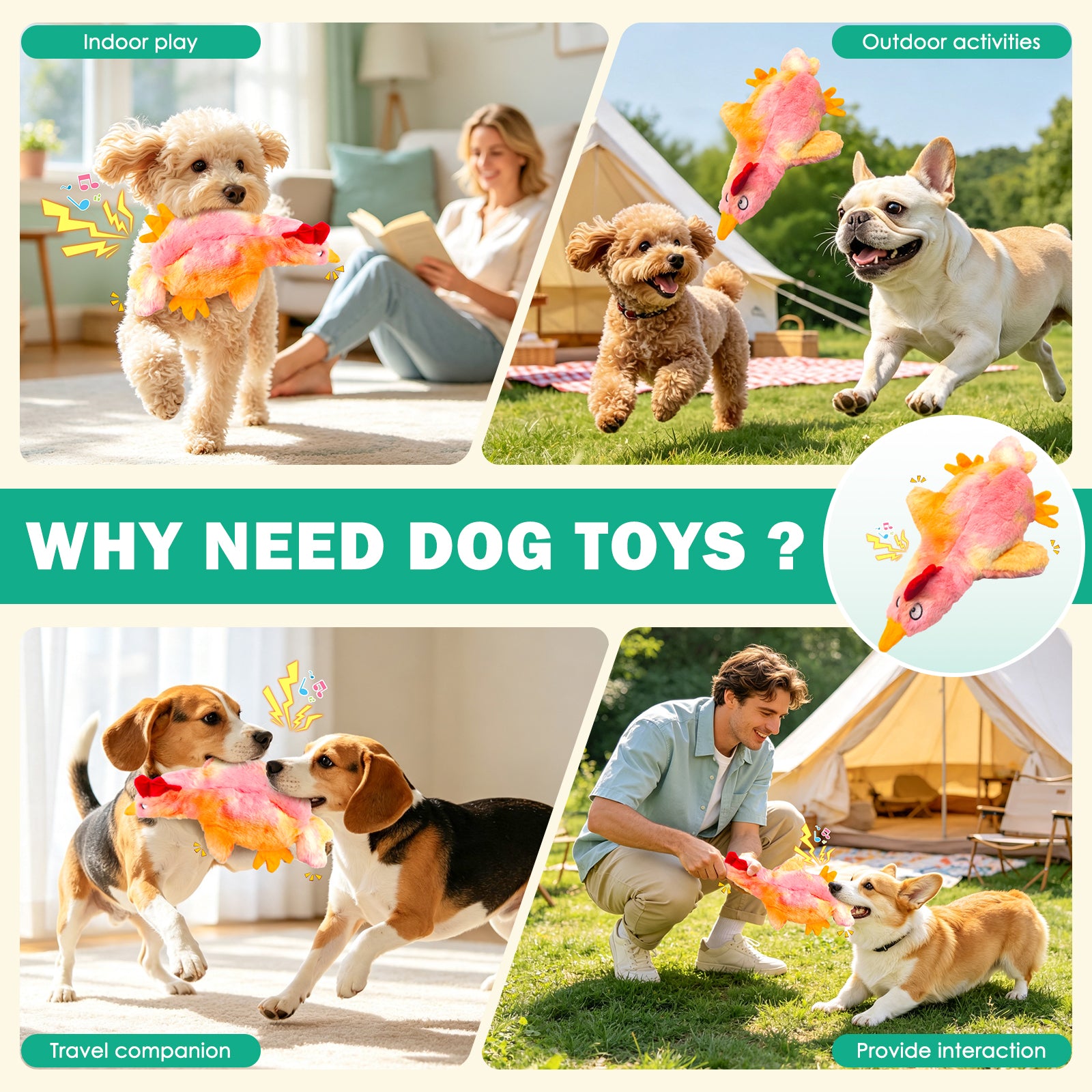 Fuufome Empty-shell Chicken Squeaky Plush Dog Toy