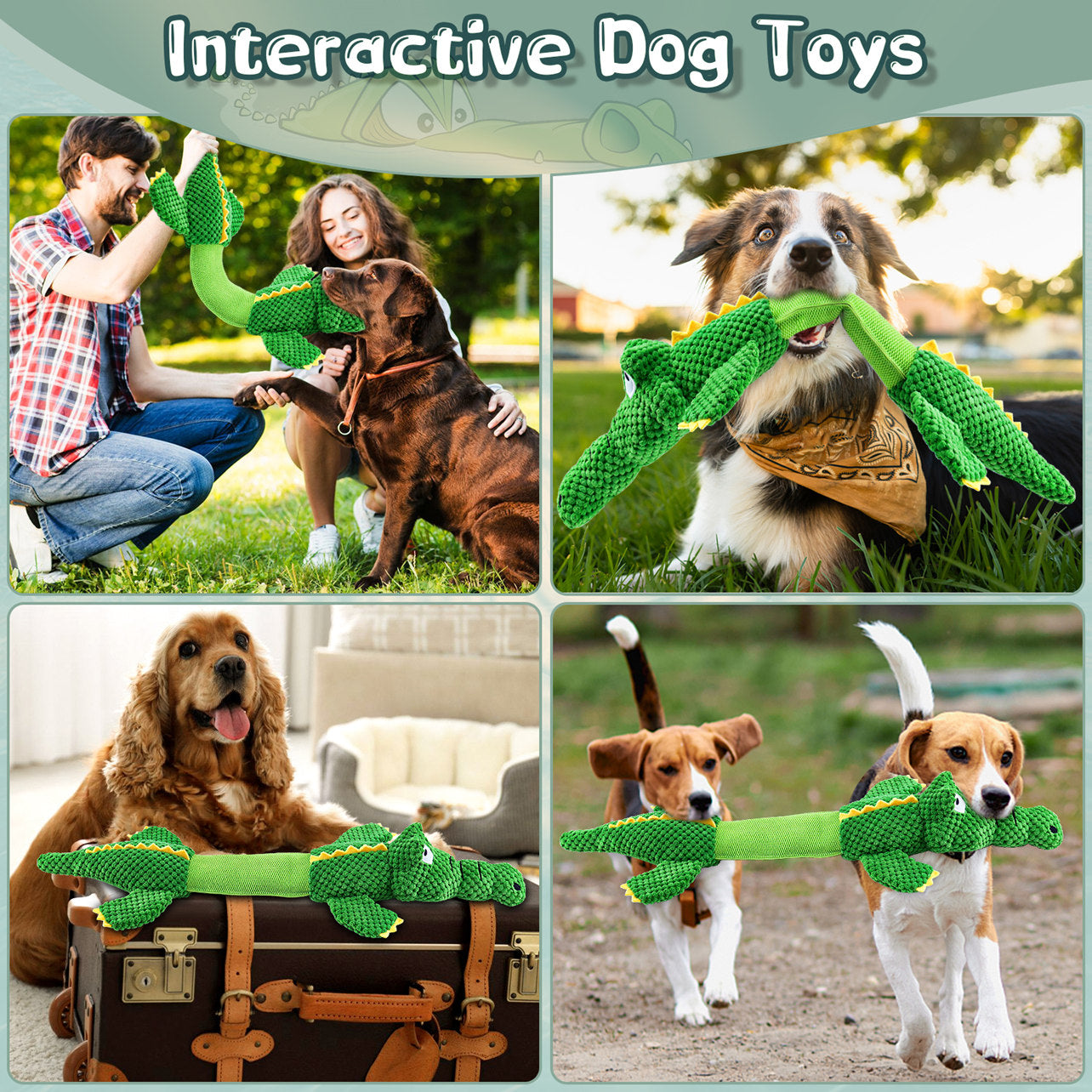 Fuufome Stretching Crocodile  Squeaky Plush Dog Toy
