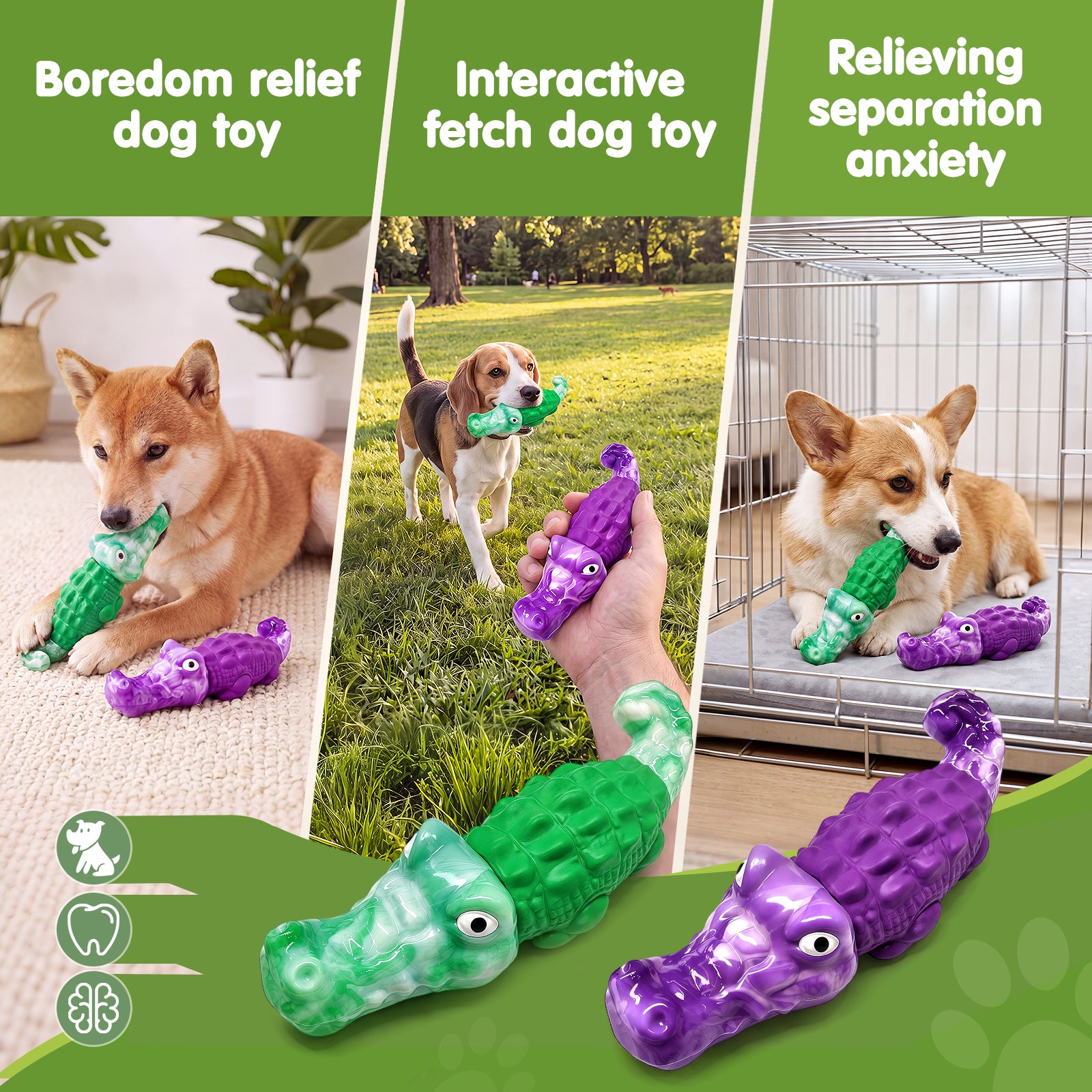 Fuufome  2 small-sized crocodiles Chew Dog Toy