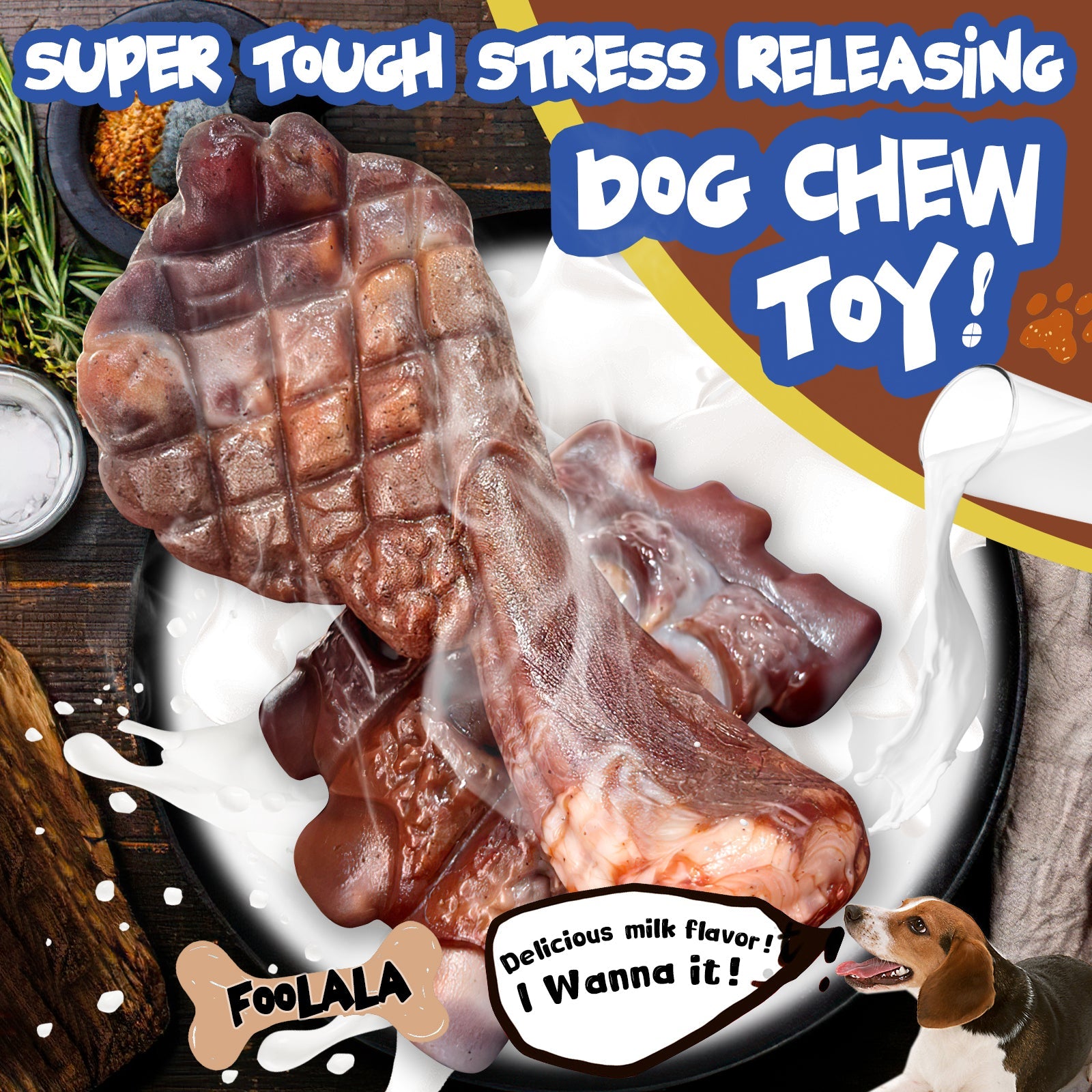 Fuufome Pork Chops and Beef Steaks Set of 2 Chew Dog Toys