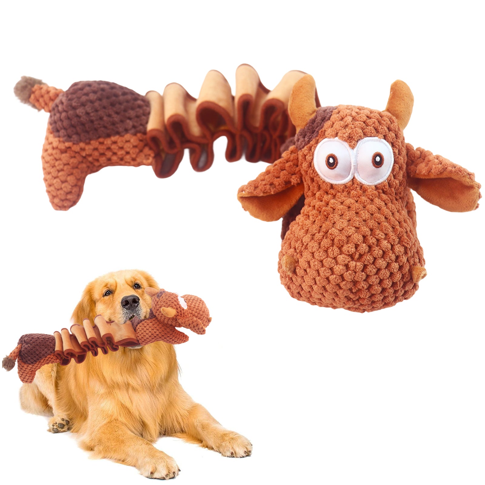 Fuufome Stretching Cow Plush Dog Toy
