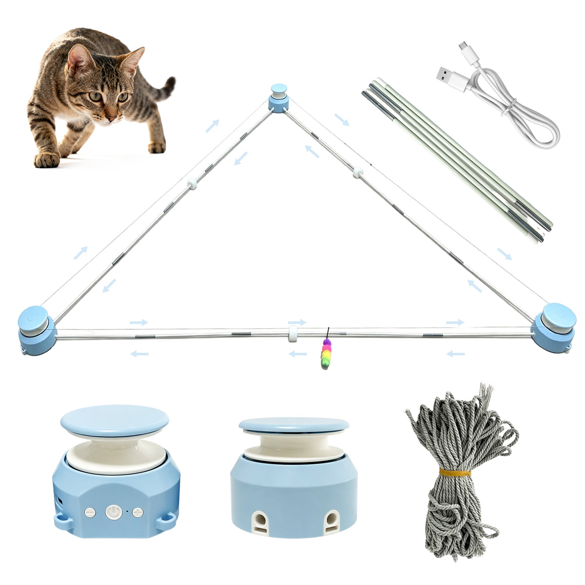 Fuufome Running rope cat toy, indoor interactive cat toy, automatic cat walking machine