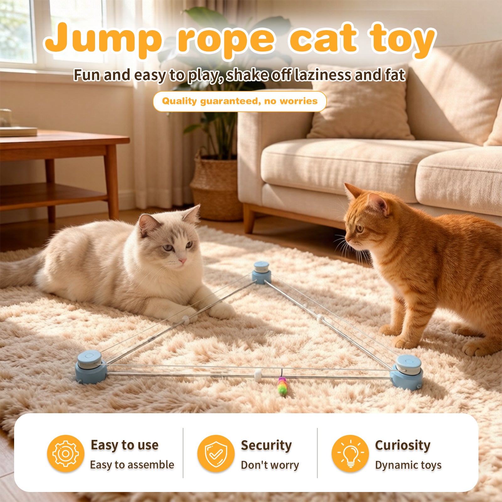Fuufome Running rope cat toy, indoor interactive cat toy, automatic cat walking machine