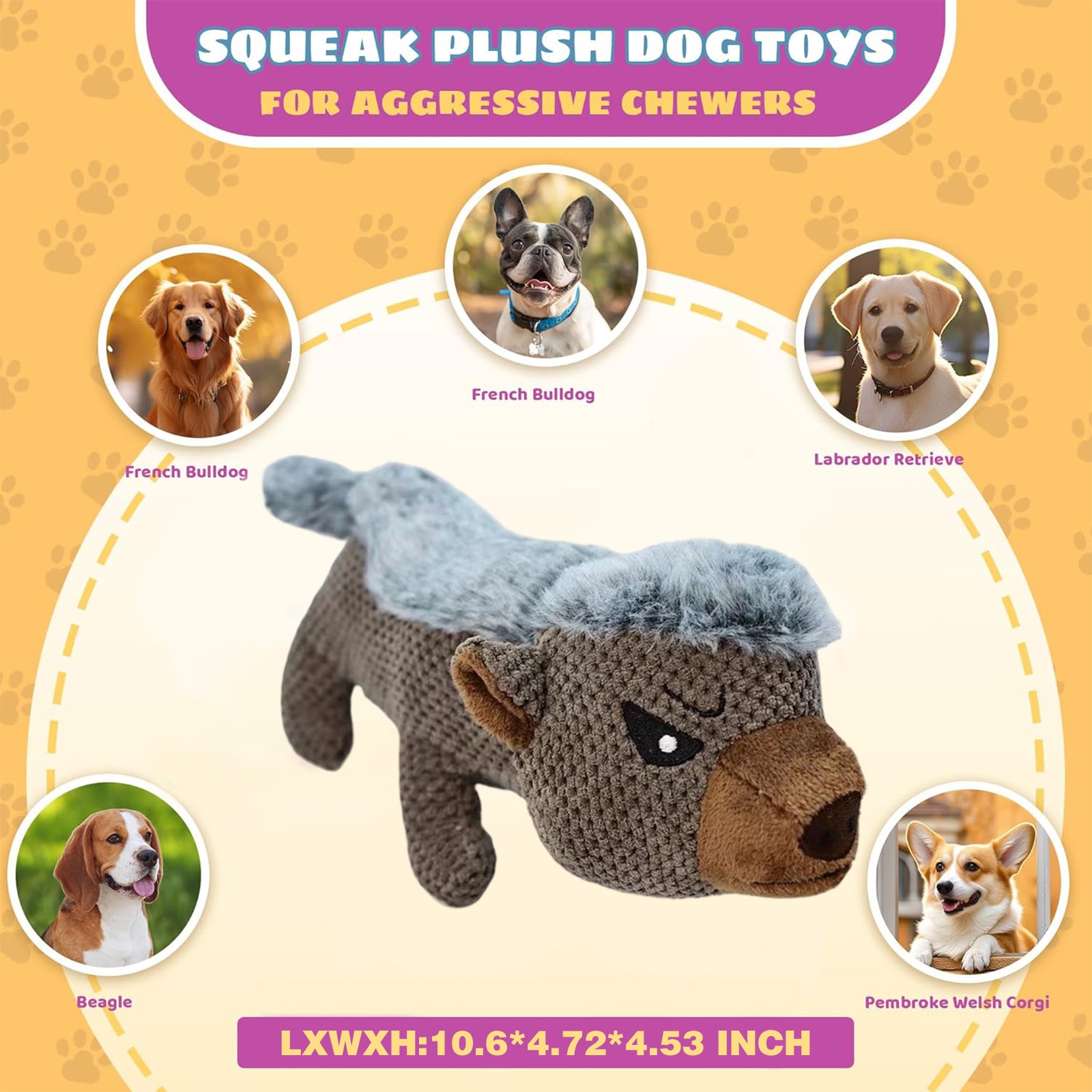 Fuufome Standing Position Hedgehog Squeaky Plush Dog Toy