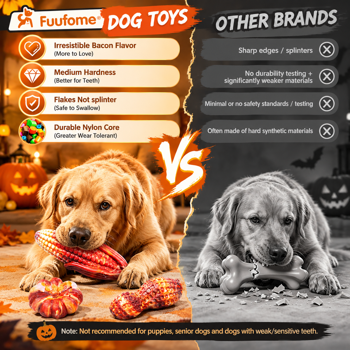 Fuufome Corn Peanuts and Pumpkin Set of 3 Items Chew Dog Toy