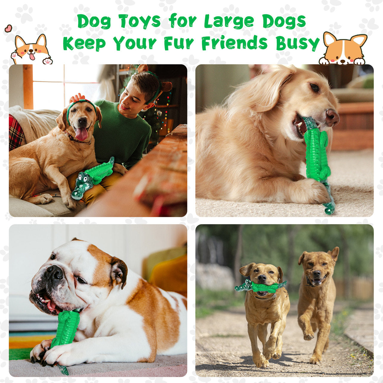 Fuufome Green Crocodile Chew Dog Toy