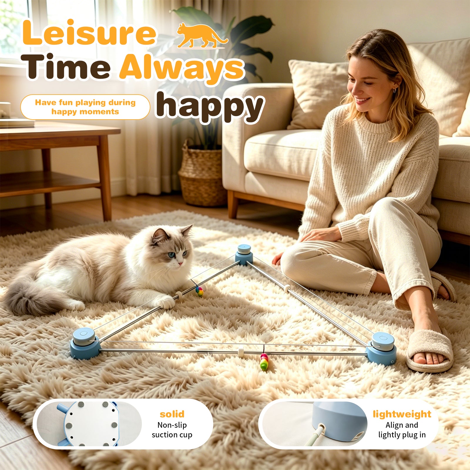 Fuufome Running rope cat toy, indoor interactive cat toy, automatic cat walking machine